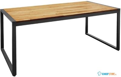 Bolero rechthoekige stalen en acaciahouten industriële tafel | DS157
