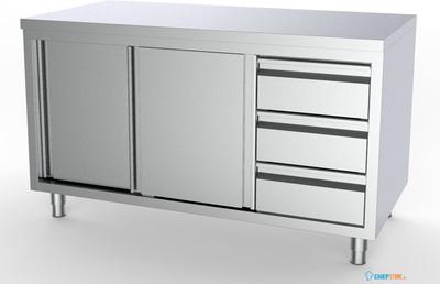 700 Werktafel Schuifdeuren Laden Rechts 2000, combisteel 7333.0262 1