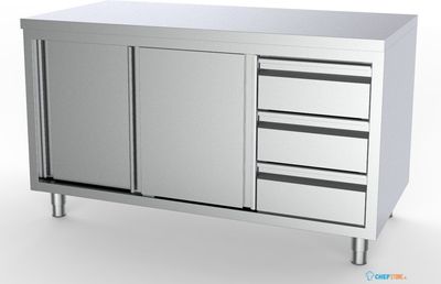 700 Werktafel Schuifdeuren Laden Rechts 2000, combisteel 7333.0262 1