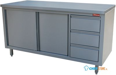 Tafel Op Kast-Schuifdeuren + 3 Laden Lk | Diamond | TA207CD/B