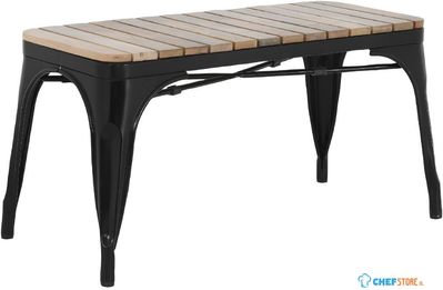 Bolero HZ816 Bistro Bank met Latten van Mangohout Zwart 850 mm (2 stuks)