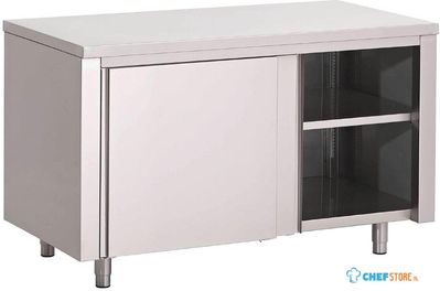 Gastro M | RVS werktafel | Schuifdeuren | 100x70x85cm | GN149