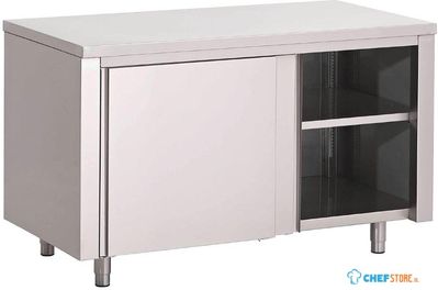 Gastro M | RVS werktafel | Schuifdeuren | 160x70x85cm | GN153