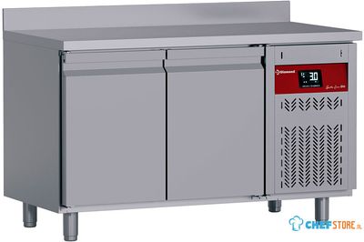 Diamond DT131/P9H-D Geventileerde koelwerkbank met "achterwand", 2 deuren GN 1/1, 260 liter