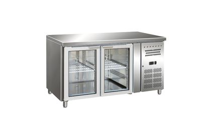Gastro-Inox RVS GN Koelwerkbank met 2 Glasdeuren, Geforceerd Gekoeld - 202.222 1