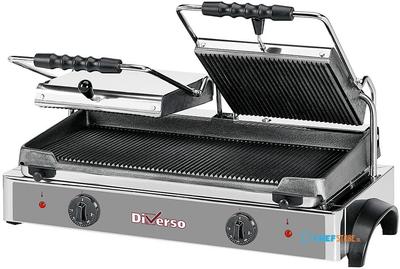 Diverso By Diamond Elektrische Panini Grill DUBBEL, Geribde Platen - WR-GR82-62 1