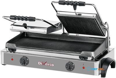 Diverso By Diamond Elektrische Panini Grill DUBBEL, Geribde Platen - WR-GR82-62 1