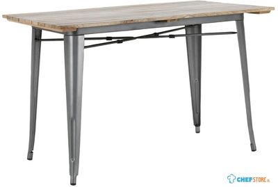 Bolero HZ811 Bistro Eettafel met Lattenblad van Mangohout en Donkergrijze Poot 1200mm