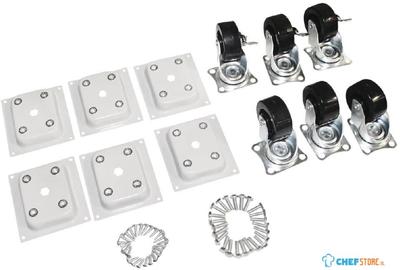 Polar Standaard en Geremde Wielen Inclusief Bevestigingen voor Vriezers (Set van 6) - AJ450