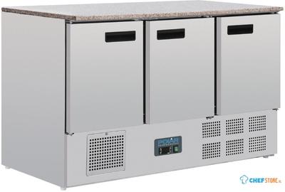 Gekoelde werkbank | Marmeren Werkblad | 3 deuren | 1/1GN | CL109