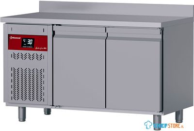 Diamond DT131/P9H-GD Geventileerde koelwerkbank met "achterwand", 2 deuren GN 1/1, 260 Lit. groep aan linkerkant