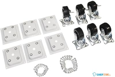 Polar Standaard en Geremde Wielen Inclusief Bevestigingen voor Vriezers (Set van 6) - AJ450