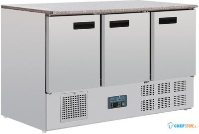 Gekoelde werkbank | Marmeren Werkblad | 3 deuren | 1/1GN | CL109