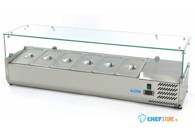 Maxima Opzetkoelvitrine - 140 cm - 6 X 1/3 GN Bakken - 09400323