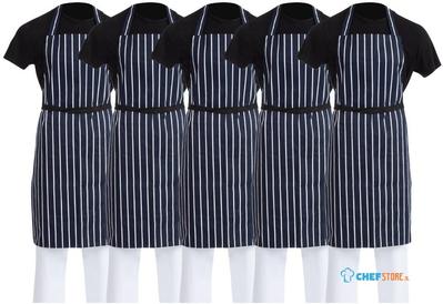 Whites Chefs Clothing SA820 Whites Butchers gestreepte koksbuis blauw/wit (5 stuks)