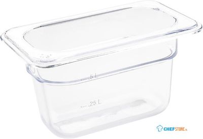 Polycarbonaat Bak | Transparant | Gn1/9 | 10cm Hoog | Vogue | U243