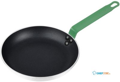 Hygiplas Aluminium Antiaanbak Teflon Platinum Plus Koekenpan met Groene Handgreep 24cm - HT962