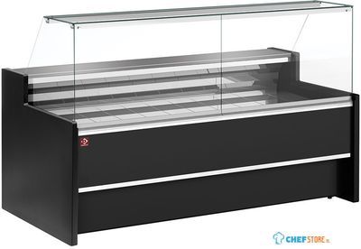 Diamond Geforceerde gekoelde vitrinetoonbank- met recht frontglas 90° met reserve - ZWART | FC20/B5-VR2 1