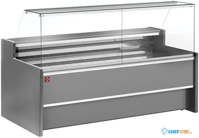 Diamond Geforceerde gekoelde vitrinetoonbank- met recht frontglas 90° met reserve - GRIJS | FC25/G8-VR2 1