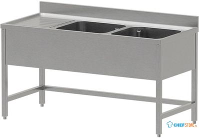 Diverso by Diamond WR-C2E1-DS6 RVS spoeltafel ECO met 2 kuipen en links druipvlak, zonder onderlegplank