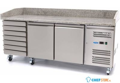Maxima Pizzawerkbank - 202 cm - 2 Deuren - 5 X 1/6 GN - 7 Laden - 09400210