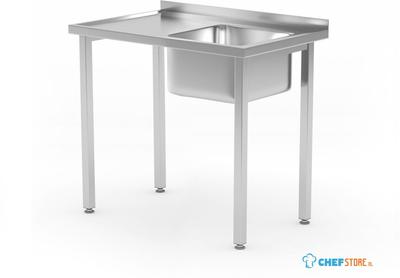 HENDI 816769 Spoeltafel, met bouten, , Kitchen Line, Spoelbak aan de rechterkant, 800x600x(H)850mm