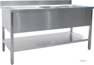 SARO Spoeltafel met Twee Wasbakken Rechts 600 mm Diepte 1400 Mm - 600-2540R 1