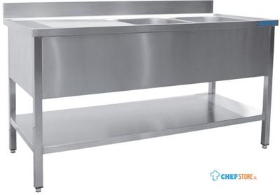 SARO Spoeltafel met Twee Wasbakken Rechts 700 mm Diepte 1400 Mm - 700-2540R 1