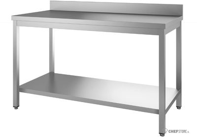 Werktafel | RVS (AISI304) | Onderblad | Achteropstand | 200cm breed | GS045