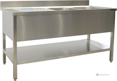 SARO Spoeltafel met Twee Wasbakken Rechts 600 mm Diepte 1200 Mm - 600-2535R
