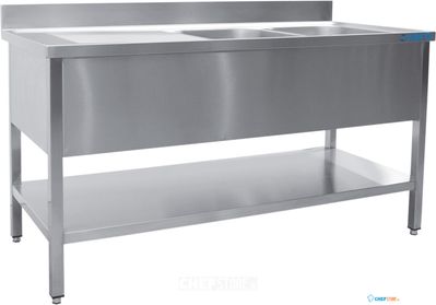 SARO Spoeltafel met Twee Wasbakken Rechts 600 mm Diepte 1800 Mm - 600-2550R 1