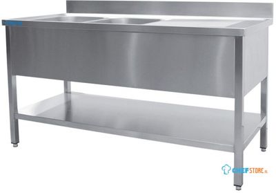 SARO Spoeltafel met Twee Wasbakken Links 700 mm Diepte 1400 Mm - 700-2540L 1