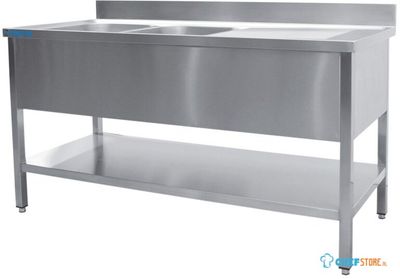 SARO Spoeltafel met Twee Wasbakken Links 700 mm Diepte 1600 Mm - 700-2545L 1