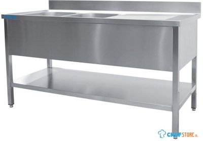 SARO Spoeltafel met Twee Wasbakken Links 700 mm Diepte 1600 Mm - 700-2545L