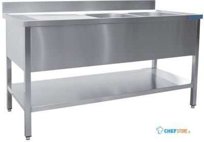 SARO Spoeltafel met Twee Wasbakken Rechts 700 mm Diepte 1600 Mm - 700-2545R 1