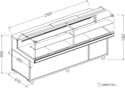 Diamond Vitrine toonbank neutraal x bakkerij EN & GN, laag glas | PB21X 1