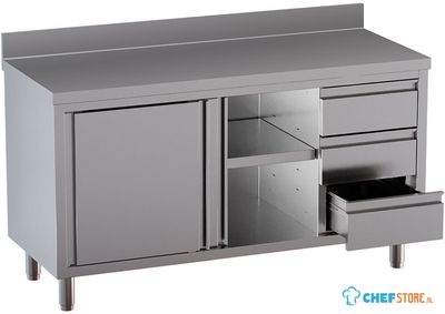 Diamond TA167CDD-SA3 Tafelkast met 2 schuifdeuren, 3 lades, met achteropstand