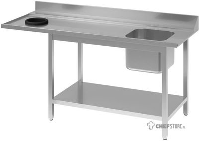 Gastro M RVS spoeltafel met afvalgat 1 spoelbak rechts 100x70cm |  DS465
