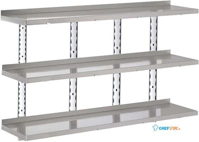 Gastro M HZ764 Gastro-M compleet wandrek 3 niveaus 180x40cm - volledige montageset (excl. schroeven)