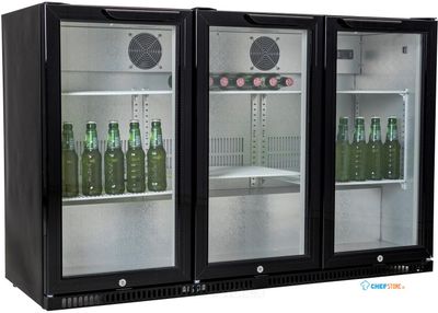 Prokoeling Budget Backbar - Zwart - 3 Glasdeuren - Slot - BB3D