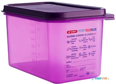 Araven | GN1/4 siliconen allergenen voedseldoos met deksel | 4,3 liter| CM787