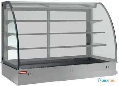 Diamond Topelement en open uitstalvitrine 3 niveau's (met gordijn), gekoeld, Geforceerd, 4x GN 1/1 (zonder waterdicht eenheid) | DPA/TVA315-S 1