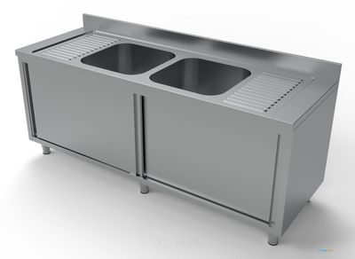 700 Spoeltafel Schuifdeuren 2 Midden 2000, combisteel 7333.0920 1