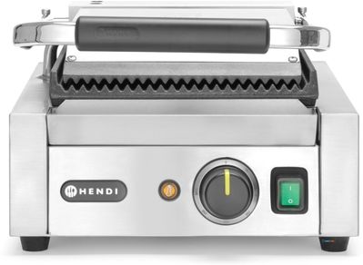 Hendi Contactgrill enkel boven onder geribd 230V 1800W | 263501 1