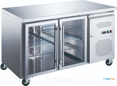 Maxima Koelwerkbank - 282 L - 136 cm - 2 Glazen Deuren - 09400401
