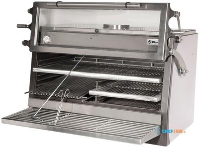 Diamond Houtskooloven-BBQ, GN 2/1 + GN1/1 (150 Kg/h)- Hefbare deur/Roestvrij staal | CBQ-120/RX 1