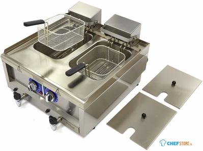 Maxima Frituurpan - 2x 10 L - 2 Manden - met Tapkraan - 400V - 09391650