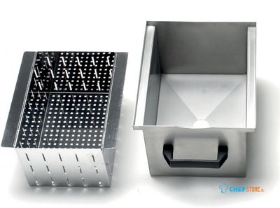 Diamond Bak met filter voor de afvoer, in R.V.S. (10-18 kg) | BFD-ST 1