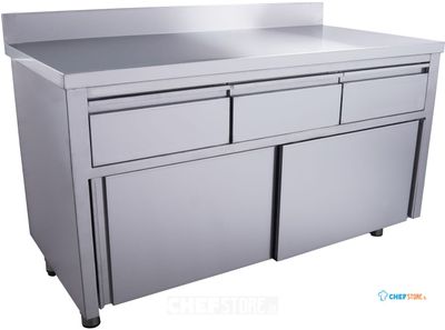 SARO Schuifdeurkast 3 Lades.1400X700mm met Opstaande Rand - 700-2310 1