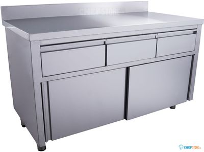 SARO Schuifdeurkast 3 Lades.1400X700mm met Opstaande Rand - 700-2310